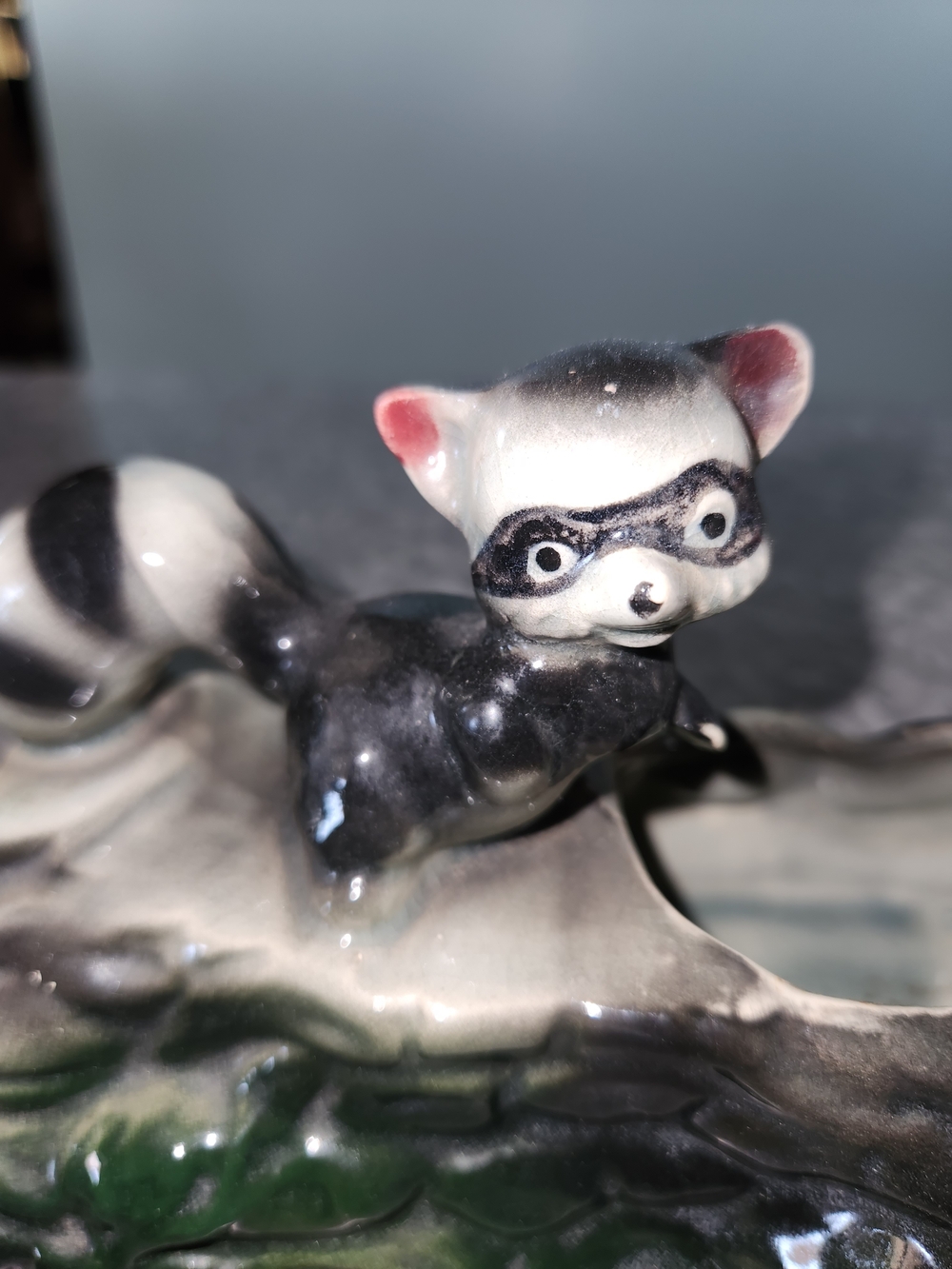 Black and White Raccoon Ceramic Planter - Decorative Home Accent - Picture 10 of 12